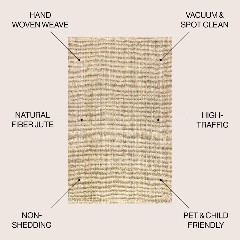 Hiro Hand Woven Chunky Jute Ivory 6 ft. x 9 ft. Area Rug