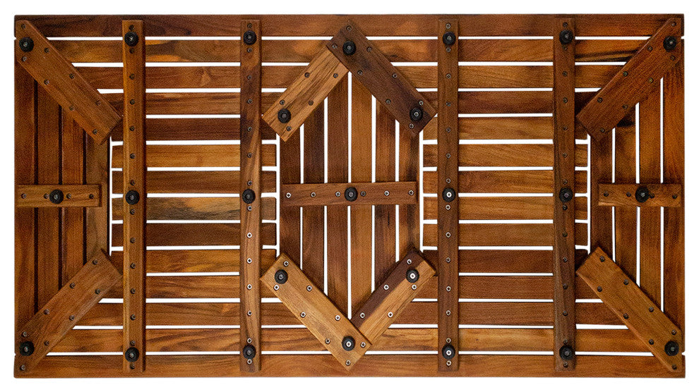Nordic Style Oiled Teak Double Framed Shower/Bath Mat 39"x19"