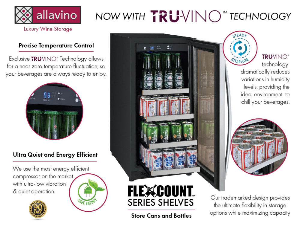 Wine Cooler: 15" FlexCount II Tru-Vino Stainless Steel Beverage Center