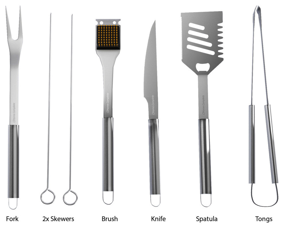 7-Piece BBQ Grill Tool Kit Stainless Steel BBQ Accessories Kitchen Set