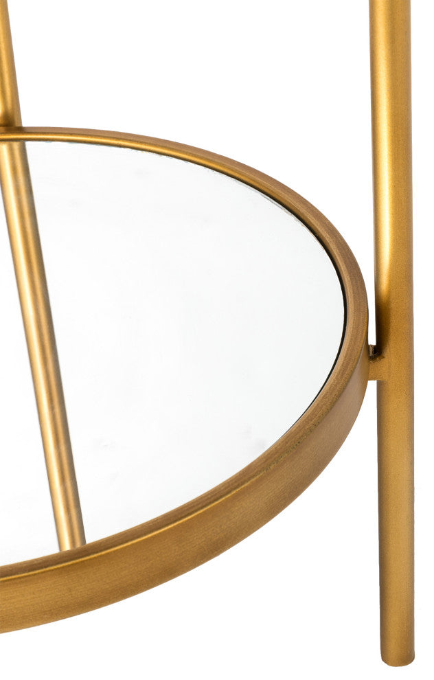 42.00"H Regency Modern 2-Tier Gold Mirror Organizer Floor Shelf