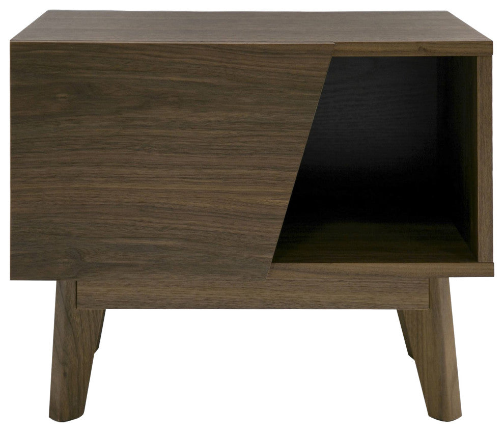 Modrest Abelard Mid-century Walnut Nightstand