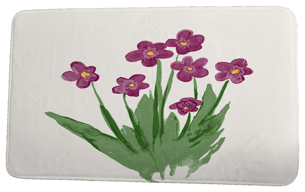 Farmers Market Pretty Little Flower Floral Print Bath Mat, Purple, 21"x34"