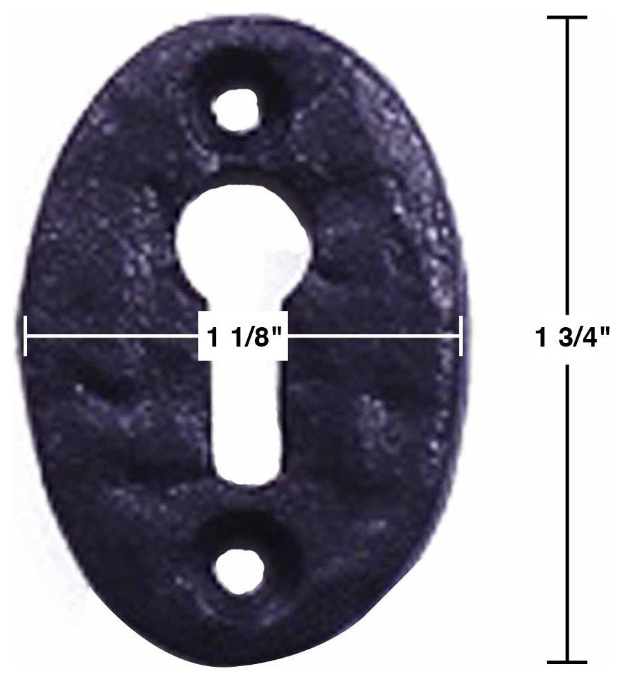 Black Iron Keyhole Cover Escutcheon Replacement 1-3/4" H Pack of 4