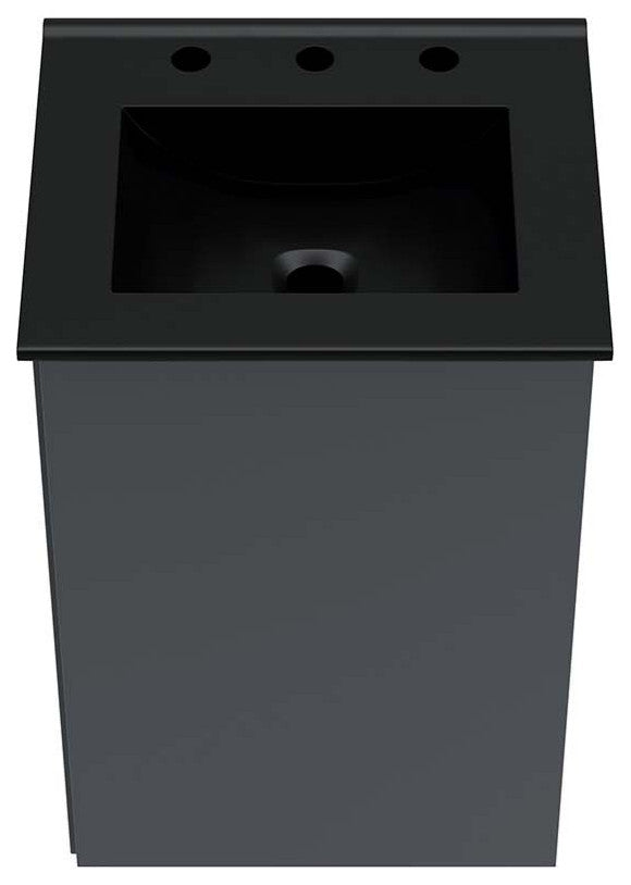 Sink Vanity Cabinet, Wall Mount, Gray Black, Ceramic, Modern, Bathroom