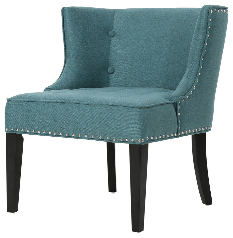 GDF Studio Adelina Contemporary Upholstered Accent Chair with Nailhead Trim, Dark Teal