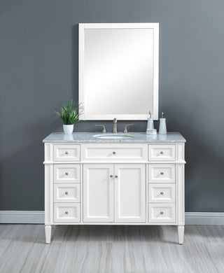 Home Living Vanity with Carrara White Marble Countertop, White, 48", Single Sink