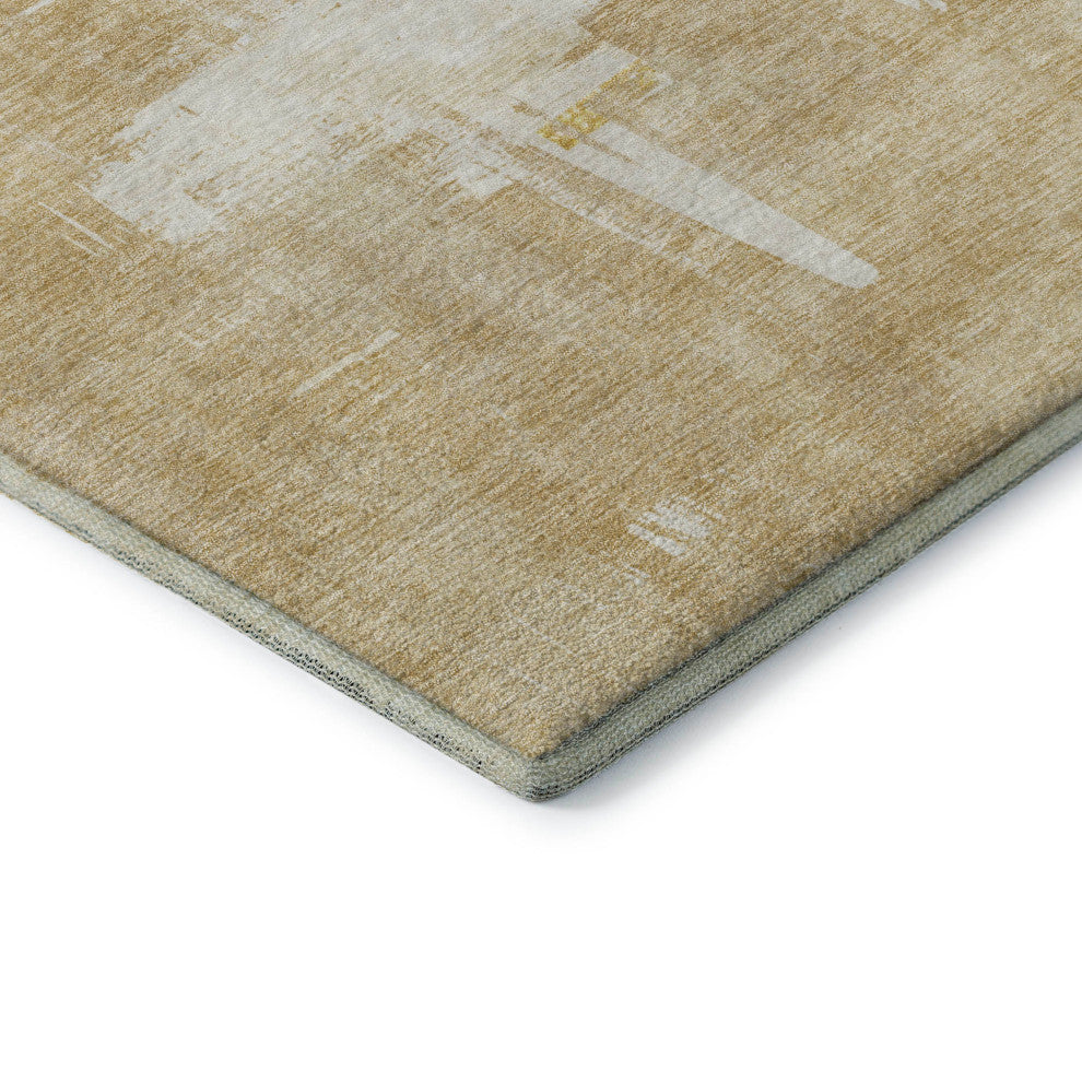 Premium Machine Washable Mayfield AMF624 Beige 8'' x 8'' Round Rug