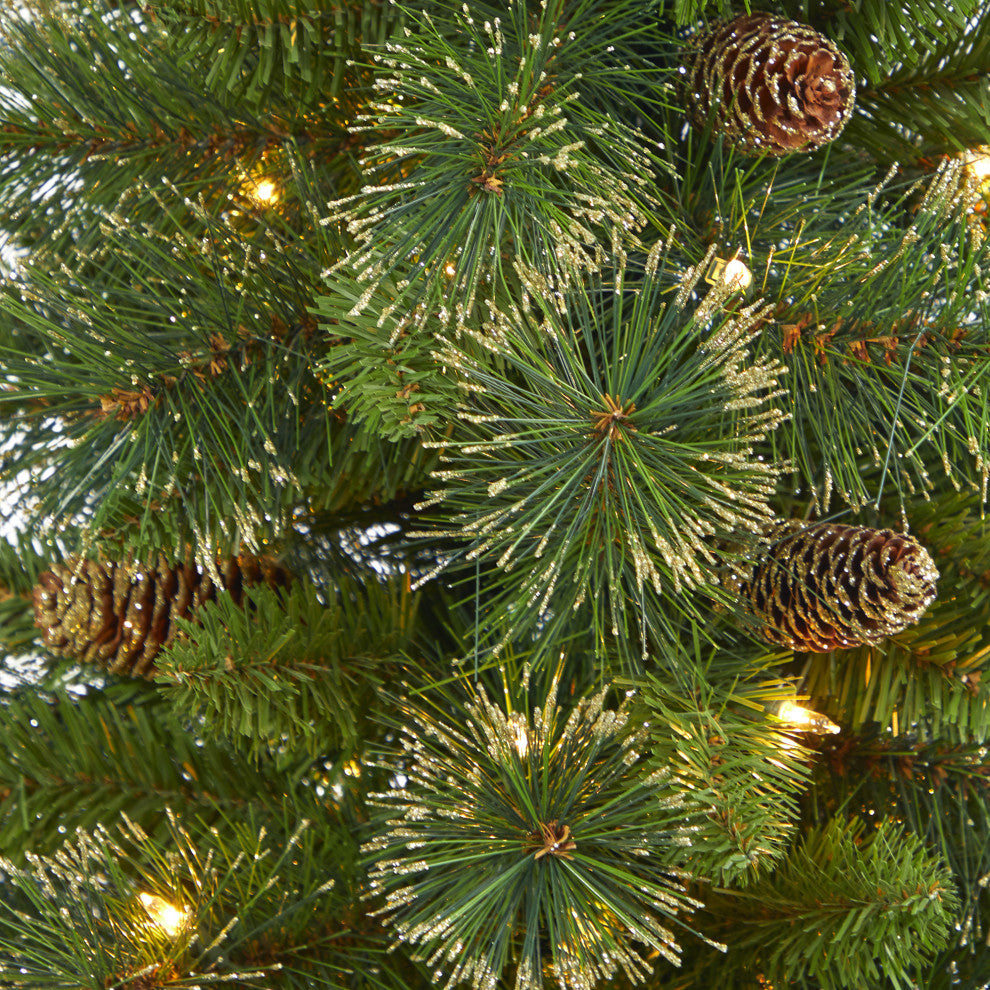 3.5' Golden Tip Washington Pine Faux Xmas Tree W/Lights, Pinecones