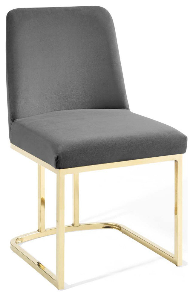 Amplify Sled Base Performance Velvet Dining Side Chair - Gold Gray