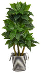 5' Bird Nest Artificial Tree in Handmade Black and White Planter UV Resistant