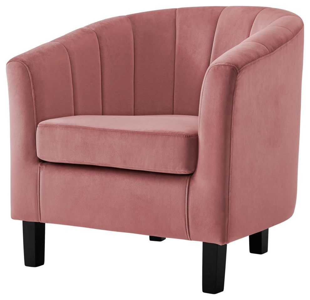 Tufted Armchair and Loveseat Sofa Set, Velvet, Pink, Modern, Lounge Hospitality