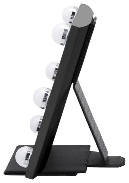 Lumiere Touch Pad Mini LED Makeup Mirror, Black, Hollywood Led Bulbs