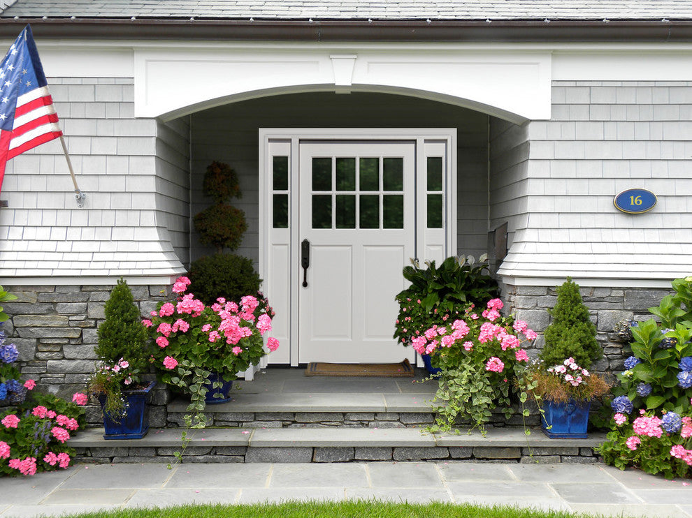 65"x80" White Cottage Ext. Front Door, Right Hand With 9" Sidelites