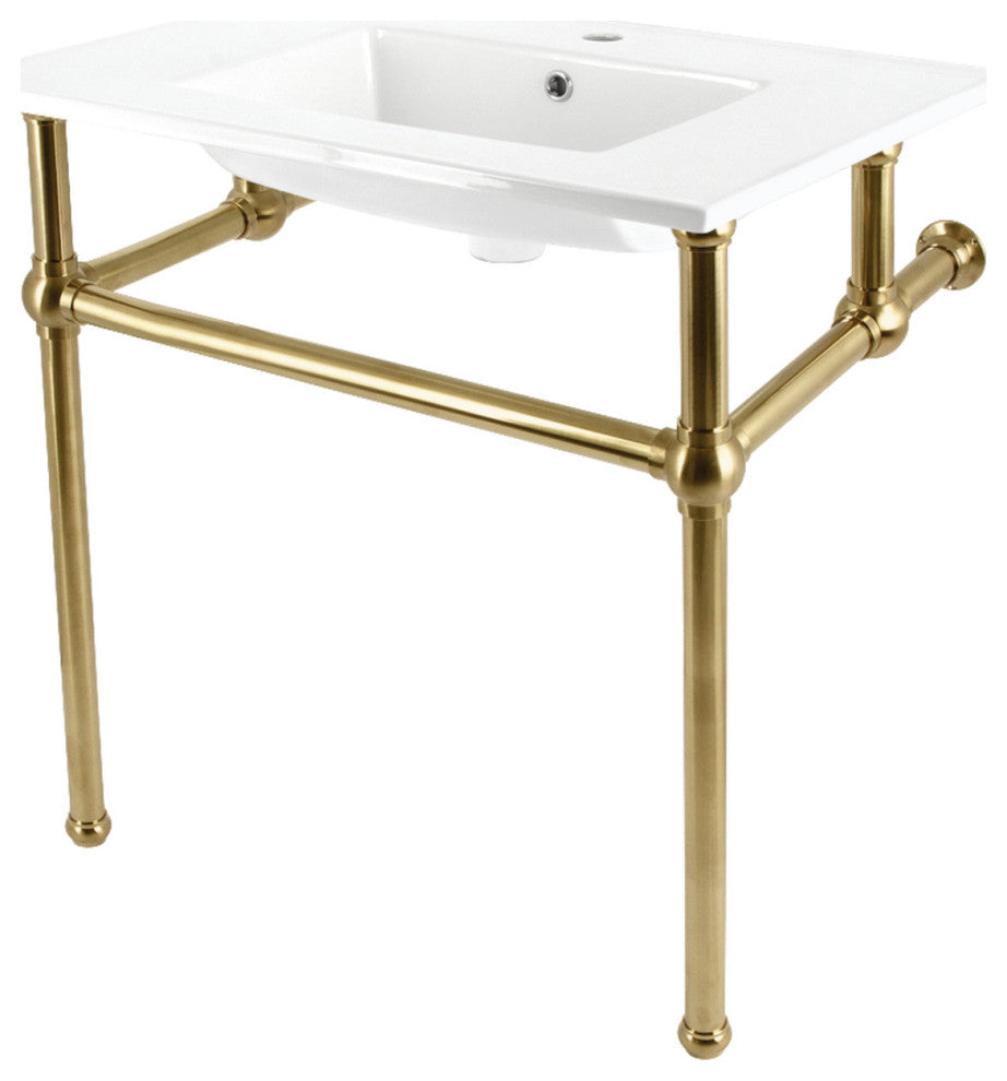 KVBH312277 31" Console Sink with Brass Legs (Single Faucet Hole)