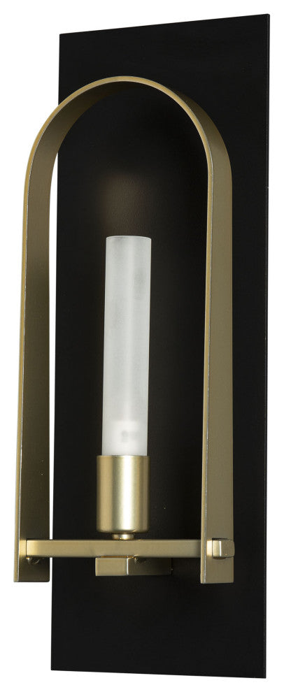 Triomphe 1-Light Sconce Black Modern Brass Accent Frosted Glass