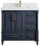 Aberdeen 36 Center Sink Bath Vanity in Hale Navy Blue  2" Calacatta Laza