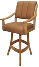 Leather Swivel Wood Bar Stool Casa on S-Base, Brown Leather on Honey, 26"