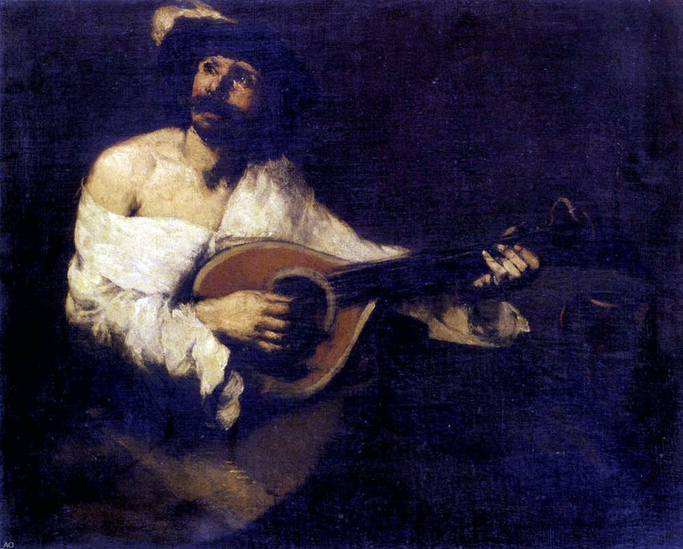 Theodule Ribot The Mandolin Player Wall Decal