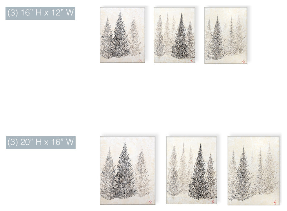 Monoscape XXVIII' 3 Piece Wrapped Canvas Wall Art Set by Karen Biery, 16"x12"