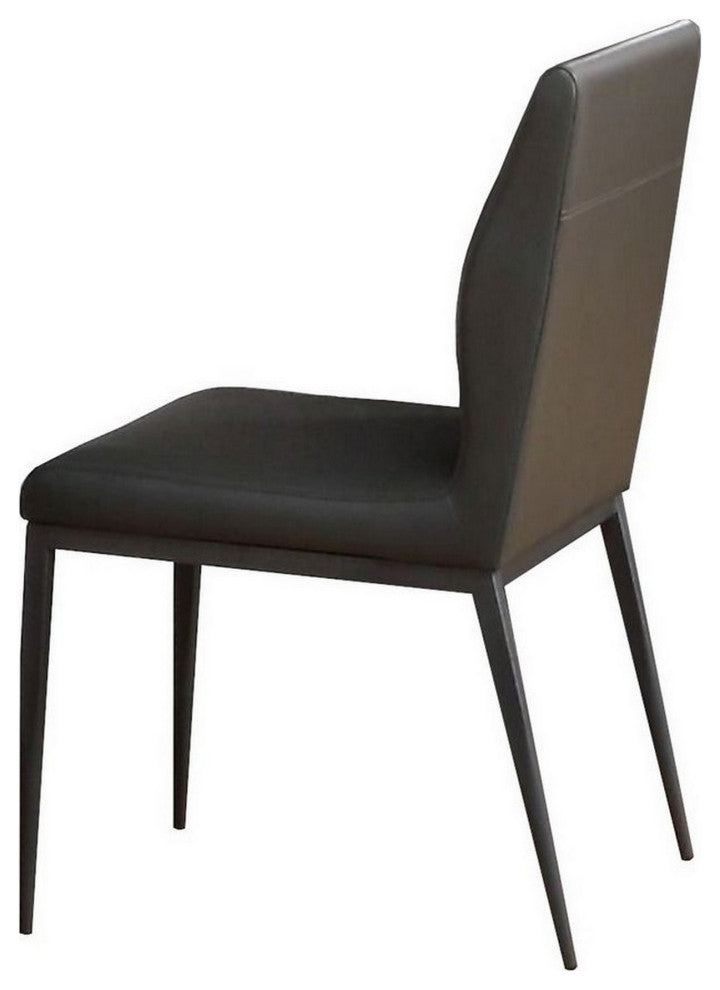 Benzara BM250230 Chair With Faux Leather and Sleek Metal Legs, Gray