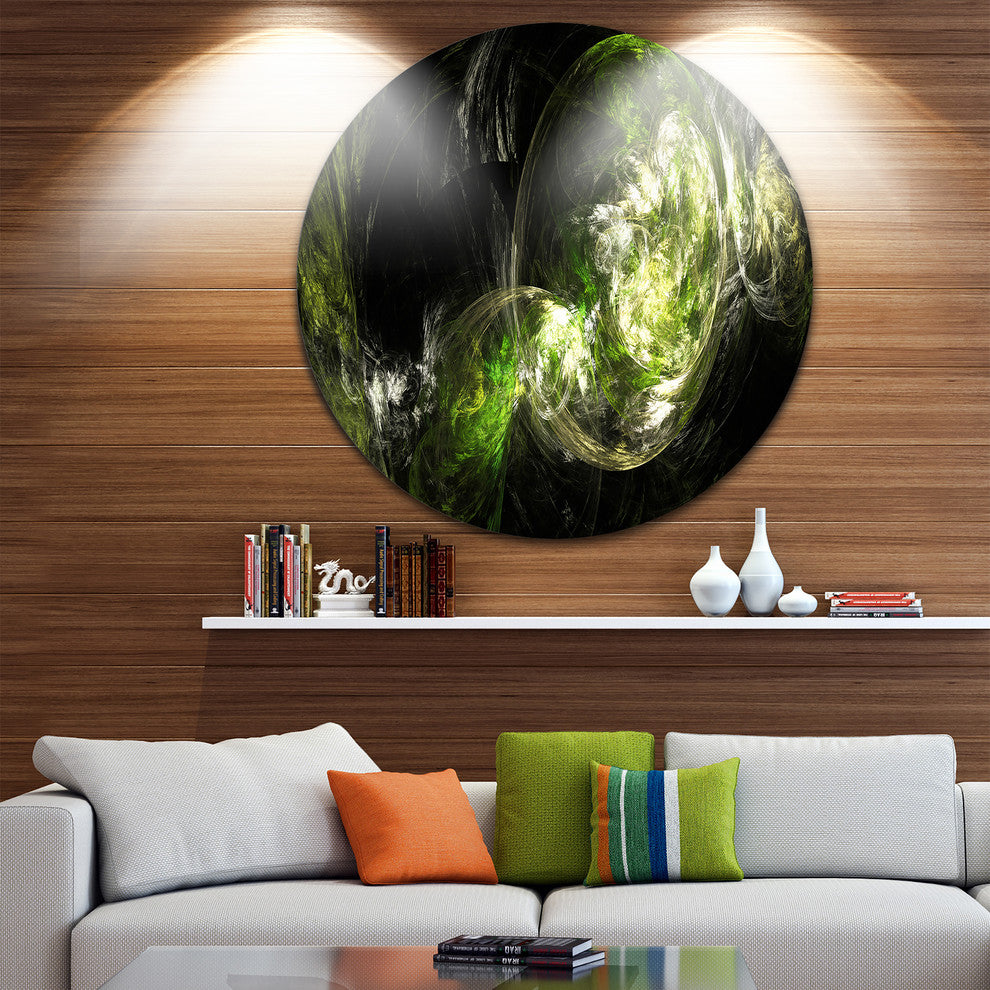 Billowing Smoke Green, Abstract Digital Art Round Wall Art, 23"