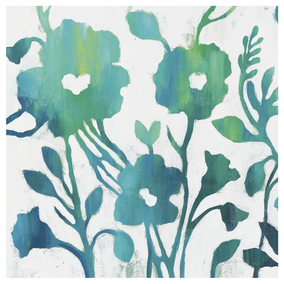 "Teal Trio IV on White" Digital Paper Print by Silvia Vassileva, 20"x20"