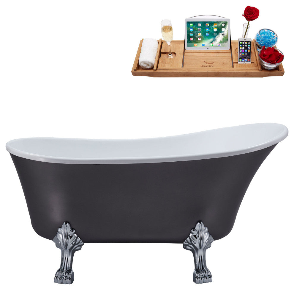 55" Streamline N359CH-IN-CH Clawfoot Tub and Tray With Internal Drain