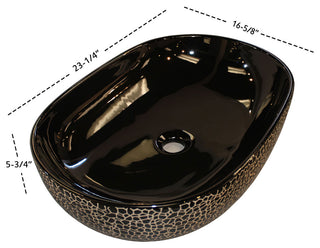 Dowell Ceramic Oval Vessel Sink, Black