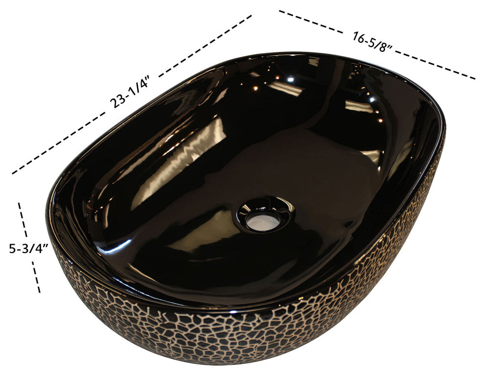 Dowell Ceramic Oval Vessel Sink, Black