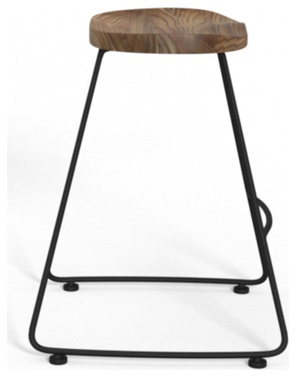 Amberly Saddle Stool, Set of 2, Natural/Black, 24"