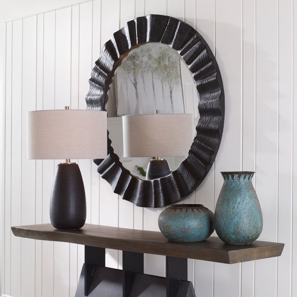 Uttermost 09798 Caribou Dark Espresso Round Mirror