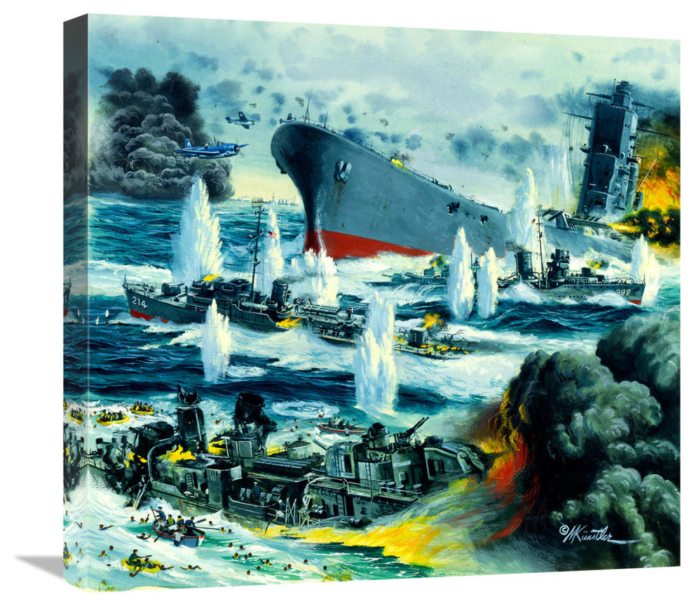 "Harm's Way: Sinking of the Yamato" Canvas by Mort Kunstler, 22x21"