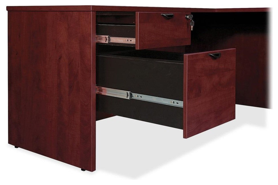 Lorell Prominence Laminate Desk Office Suite, Top, Mahogany, 60"x30"x29"