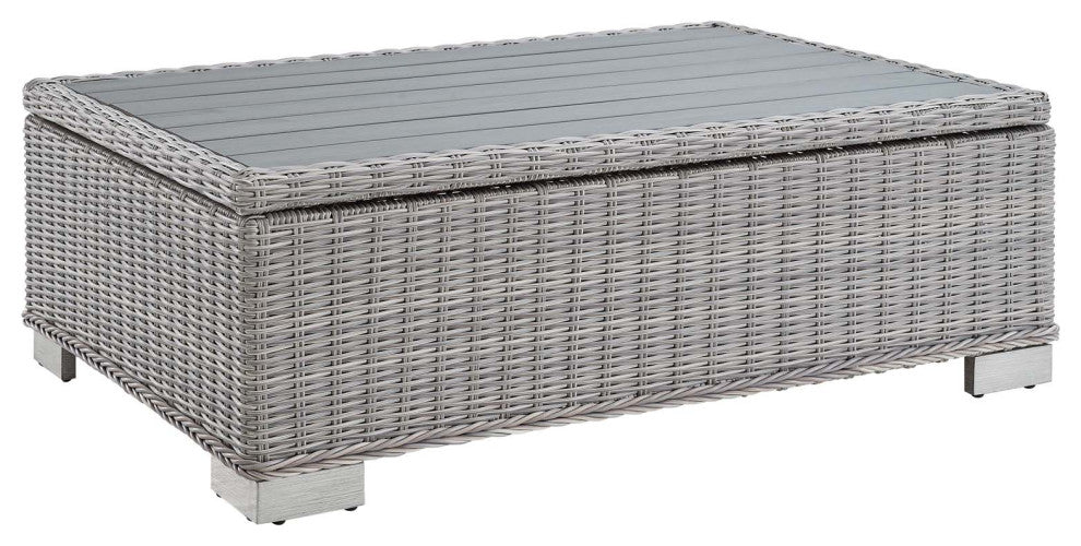 Conway 45" Outdoor Patio Wicker Rattan Coffee Table Light Gray