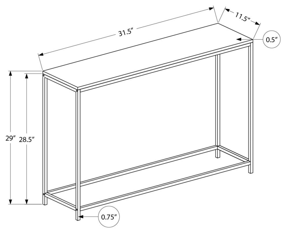 Accent Table, Console, Entryway, Narrow, Sofa, Bedroom, Metal, Dark Taupe