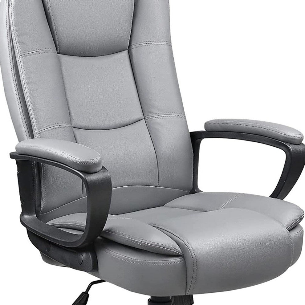 Light Gray Leather Executive Chair With Lumbar Support