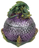 Hand Painted Green and Purple Sleeping Dragon On Egg Lidded Trinket Box
