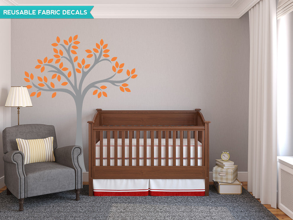 Beautiful Tree Fabric Wall Decal, Tree Wall Decor, Orange