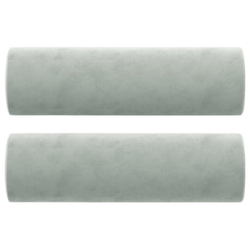vidaXL Throw Pillows 2 Pcs Round Cylinder Bolster Pillow Light Gray Velvet