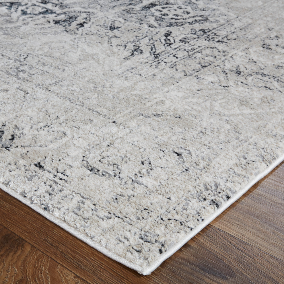 Weave & Wander Adana Metallic Rug, Ivory/Silver/Black, 6ft-7in x 9ft-6in Rug