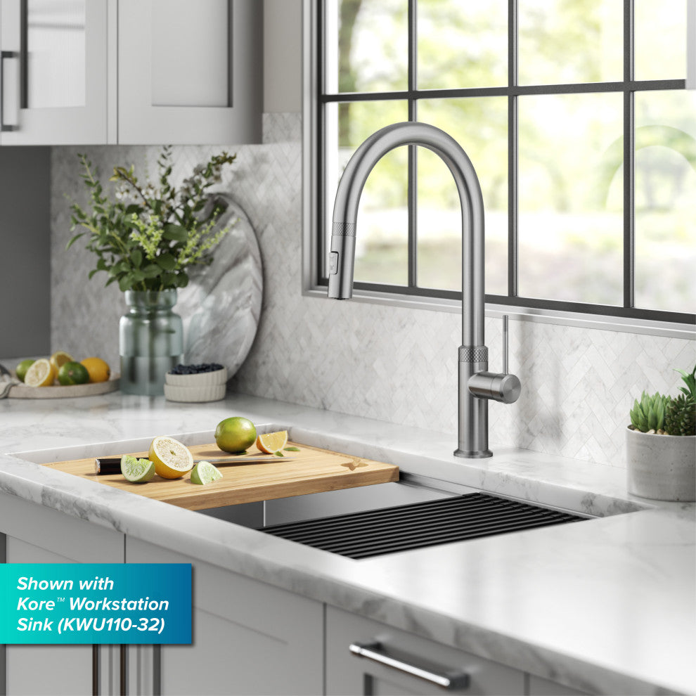 Oletto Pull-Down 1-Hole Kitchen Faucet, Spot Free Stainless Steel