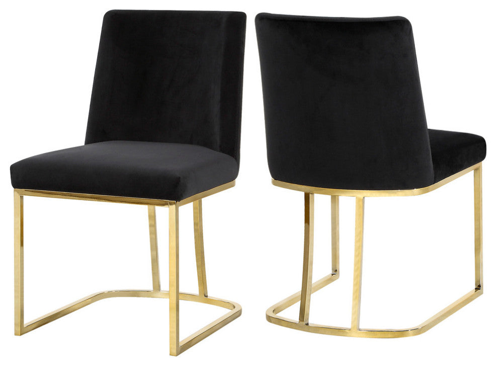 Heidi Velvet Dining Chairs, Set of 2, Black
