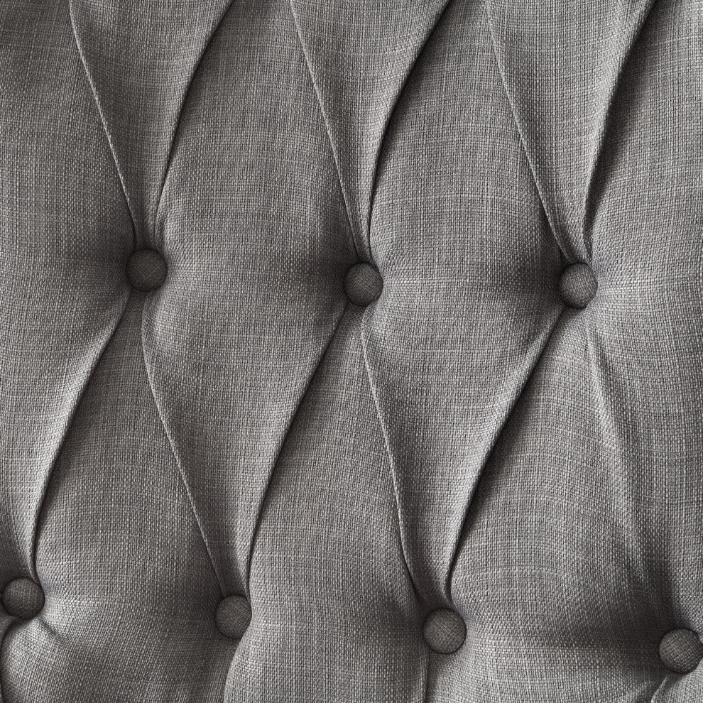 Natalia Wingback Button Tufted Dining Chair, Set of 2, Light Gray Linen