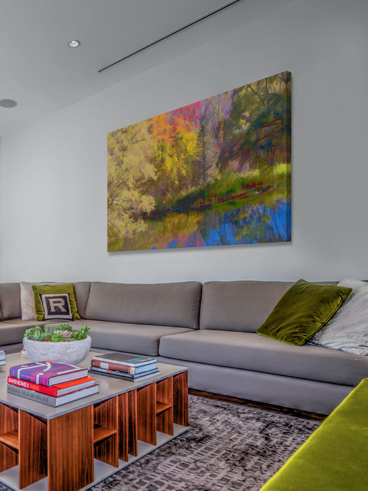 "Autumn on the Pond" Painting Print on Canvas