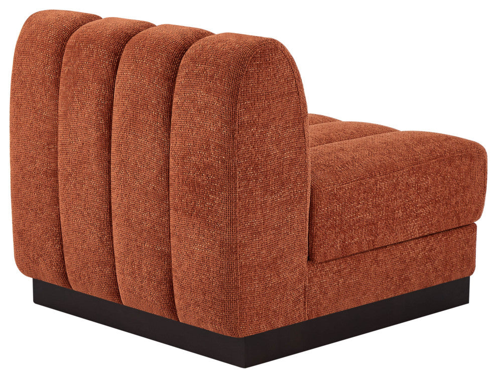 Quinn Chenille Upholstered Armless Chair, Cognac