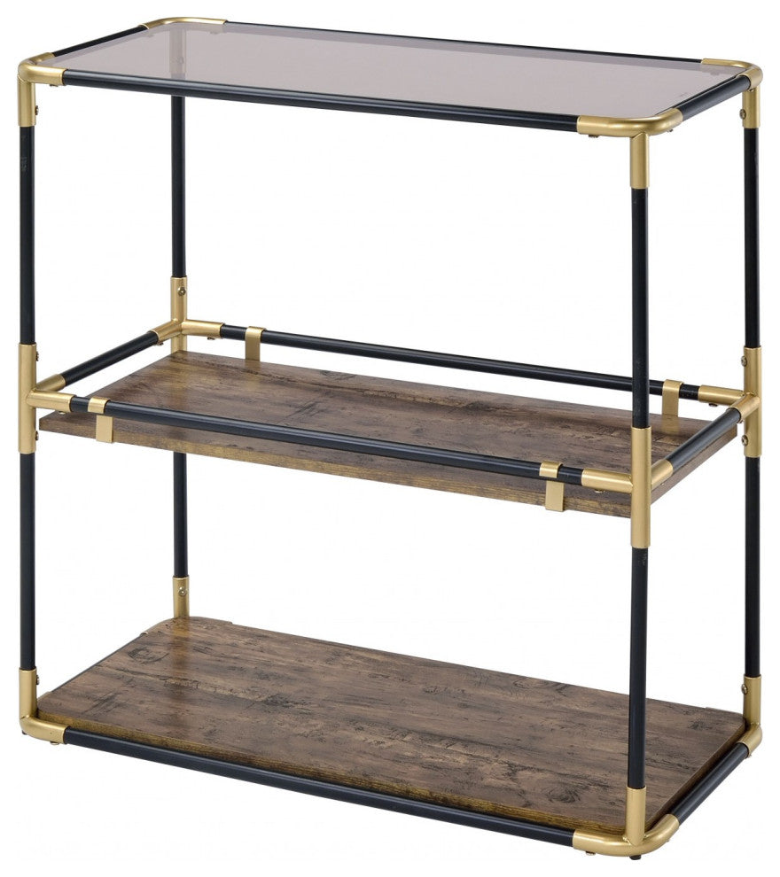 HomeRoots 44" X 16" X 28" Black Solid Wood Leg Console Table