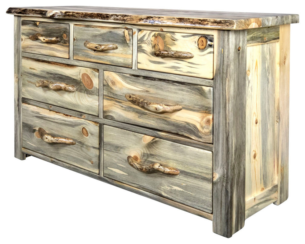 Big Sky Collection Live Edge 7 Drawer Dresser, Natural