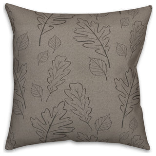 Gray Large Leaf Pattern 18x18 Spun Poly Pillow