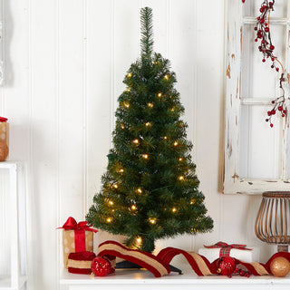 3' Green Artificial Christmas Tree With 50 LED Lights and 118 Bendable Branches